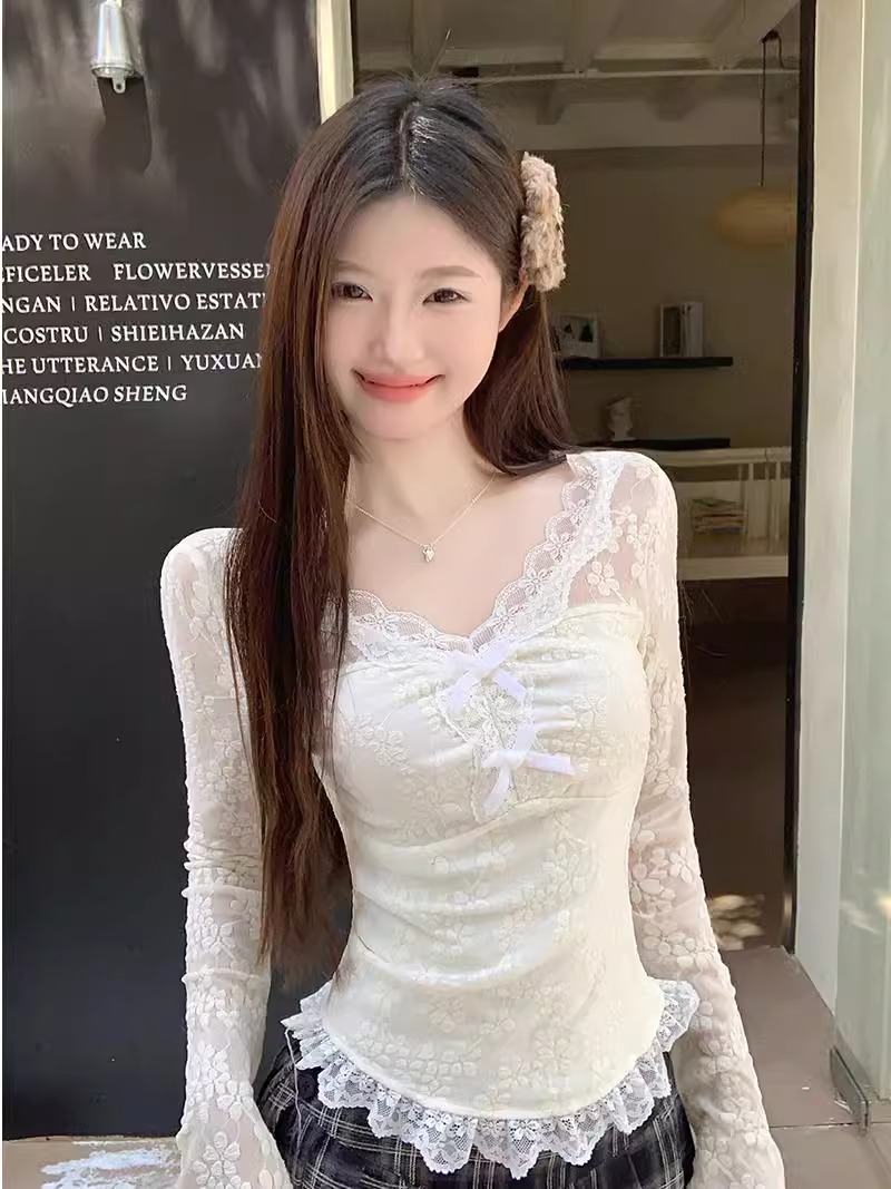 Resin Vat - Pure Desire Lace Trim V-Neck T-Shirt