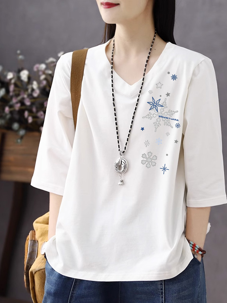 Pure Cotton V-Neck 3/4 Sleeve  - Resin Vat 评论和价格