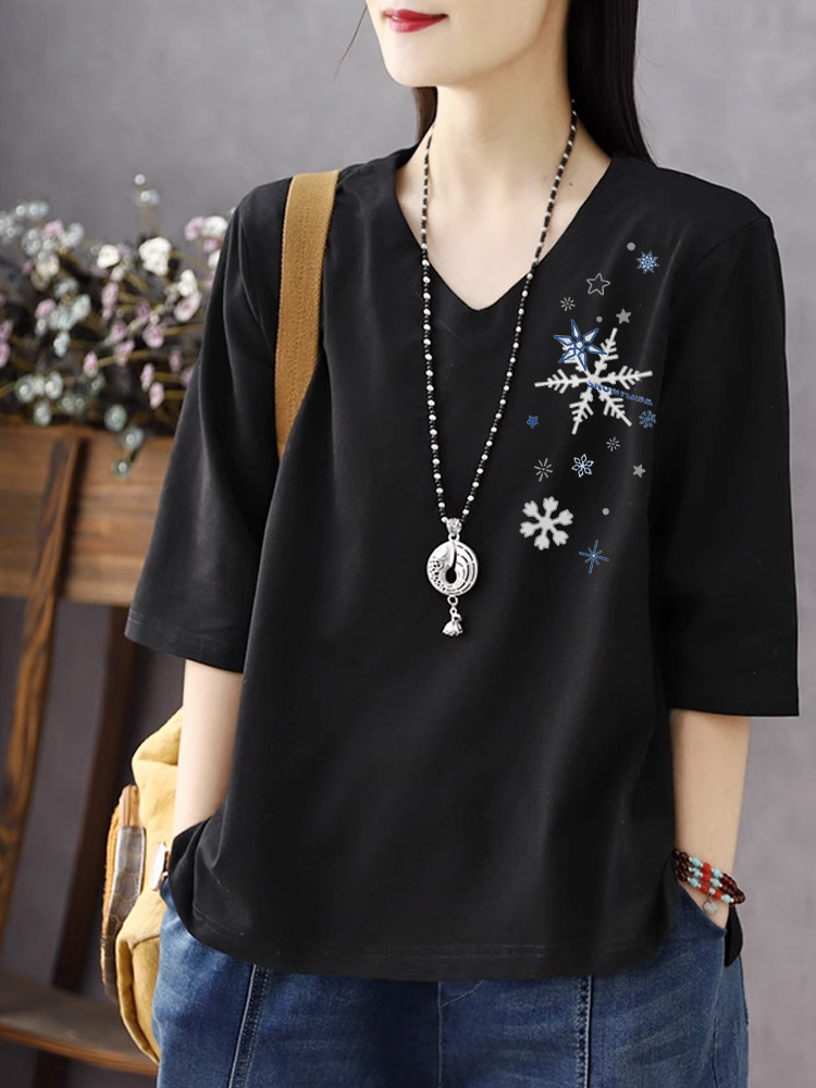 Pure Cotton V-Neck 3/4 Sleeve  - Resin Vat 评论和价格